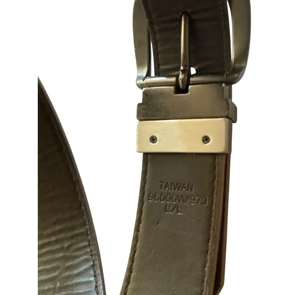 Realtree Belt Reversible Brown Leather White Camouflage Brush Nickel Buckle M/L